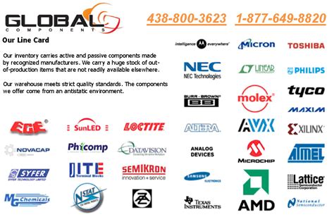 Electronic Component Manufacturer Linecard .